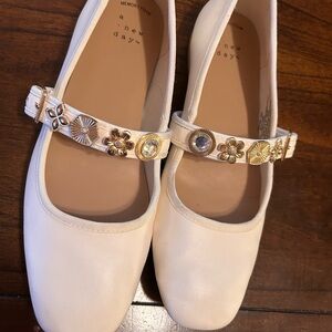 A New Day Cream Mules with Gold Embellishments